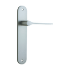Door Lever Como Oval Latch Satin Nickel H240xW40xP59mm in Satin Nickel