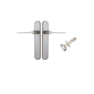 Door Lever Como Oval Satin Nickel L119xP59mm BPH240xW40mm Passage Kit Tube Latch Split Cam 'T' Striker Satin Nickel Backset 60mm in Satin Nickel