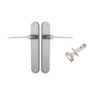 Door Lever Como Oval Satin Nickel L119xP59mm BPH240xW40mm Passage Kit Tube Latch Split Cam 'T' Striker Satin Nickel Backset 60mm in Satin Nickel