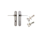 Door Lever Como Oval Privacy Satin Nickel CTC85mm L119xP59mm BPH240xW40mm Privacy Kit Tube Latch Split Cam 'T' Striker Satin Nickel Backset 60mm, Privacy Bolt Round Bolt Satin Nickel Backset 60mm in Satin Nickel