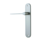 Door Lever Como Oval Latch Left Hand Fixed Satin Nickel L119xP59mm BPH240xW40mm in Satin Nickel