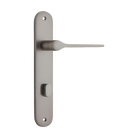 Door Lever Como Oval Privacy Satin Nickel CTC85mm H240xW40xP59mm in Satin Nickel