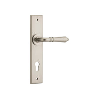 Door Lever Sarlat Chamfered Euro Satin Nickel H240xW50xP55mm in Satin Nickel