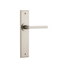 Door Lever Baltimore Chamfered Latch Satin Nickel H240xW50xP55mm in Satin Nickel