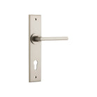 Door Lever Baltimore Chamfered Euro Satin Nickel H240xW50xP55mm in Satin Nickel