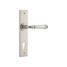 Door Lever Verona Chamfered Euro Satin Nickel CTC85mm H240xW50xP59mm in Satin Nickel