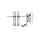 Door Lever Berlin Chamfered Euro Pair Satin Nickel CTC85mm L120xP59mm BPH240xW50mm Mortice Lock Euro Satin Nickel CTC85mm Backset 60mm, Euro Cylinder Key Thumb 5 Pin Satin Nickel 65mm KA4 in Satin Nickel