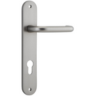 Door Lever Oslo Oval Euro Satin Nickel CTC85mm H230xW40xP57mm in Satin Nickel