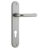 Door Lever Oslo Oval Euro Pair Satin Nickel CTC85mm L120xP54mm BPH240xW38mm Mortice Lock Euro Satin Nickel CTC85mm Backset 60mm, Euro Cylinder Key Thumb 5 Pin Satin Nickel 65mm KA4 in Satin Nickel