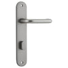 Door Lever Oslo Return Oval Privacy Satin Nickel CTC85mm L118xP56mm BPH240xW50mm Privacy Kit Tube Latch Split Cam 'T' Striker Satin Nickel Backset 60mm, Privacy Bolt Round Bolt Satin Nickel Backset 60mm in Satin Nickel