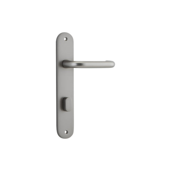 Door Lever Oslo Oval Privacy Satin Nickel CTC85mm H230xW40xP57mm in Satin Nickel
