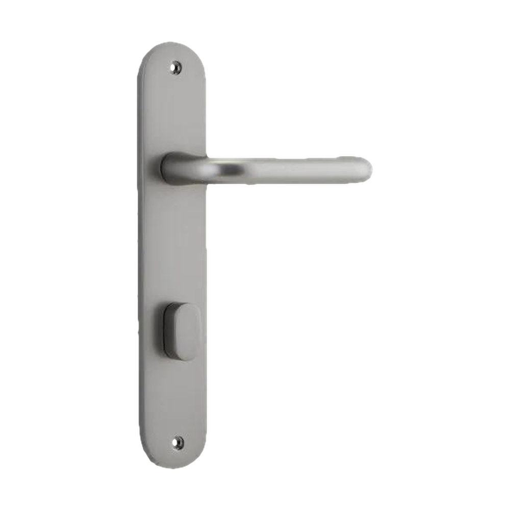 Door Lever Oslo Oval Privacy Satin Nickel CTC85mm H230xW40xP57mm in Satin Nickel