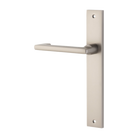 Door Lever Baltimore Return Rectangular Latch Left Hand Fixed Satin Nickel L128xP54mm BPH240xW38mm in Satin Nickel