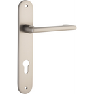 Door Lever Baltimore Return Oval Euro Pair Satin Nickel CTC85mm H240xW40xP58mm in Satin Nickel