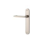 Door Lever Baltimore Return Oval Latch Left Hand Fixed Satin Nickel L128xP54mm BPH240xW40mm in Satin Nickel