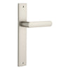 Door Lever Osaka on Long Backplate Pair Satin Nickel H240xW38xP55mm in Satin Nickel