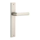 Door Lever Osaka on Long Backplate Pair Satin Nickel H240xW38xP55mm in Satin Nickel
