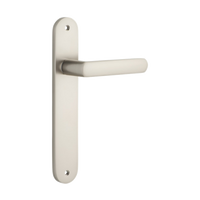 Door Lever Osaka Oval Latch Pair Satin Nickel H240xW40xP55mm in Satin Nickel
