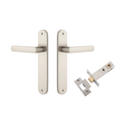 Door Lever Osaka Oval Latch Pair Satin Nickel H240xW40xP55mm Passage Kit Tube Latch Split Cam 'T' Striker Satin Nickel Backset 60mm in Satin Nickel