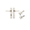 Door Lever Osaka Oval Privacy Pair Satin Nickel CTC85mm H240xW40xP55mm Privacy Kit Tube Latch Split Cam 'T' Striker Satin Nickel Backset 60mm, Privacy Bolt Round Bolt Satin Nickel Backset 60mm in Satin Nickel