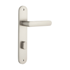 Door Lever Osaka Oval Privacy Pair Satin Nickel CTC85mm H240xW40xP55mm in Satin Nickel