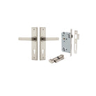 Door Lever Osaka Chamfered Euro Pair Satin Nickel CTC85mm L120xP54mm BPH240xW50mm Mortice Lock Euro Satin Nickel CTC85mm Backset 60mm, Euro Cylinder Key Thumb 5 Pin Satin Nickel 65mm KA4 in Satin Nickel