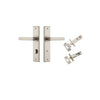 Door Lever Osaka Chamfered Privacy Satin Nickel CTC85mm L120xP54mm BPH240xW50mm Privacy Kit Tube Latch Split Cam 'T' Striker Satin Nickel Backset 60mm, Privacy Bolt Round Bolt Satin Nickel Backset 60mm in Satin Nickel