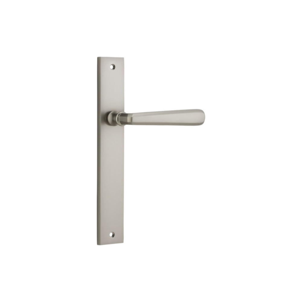 Door Lever Copenhagen Rectangular Privacy Pair Satin Nickel CTC85mm H240xW38xP61mm in Satin Nickel