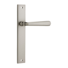 Door Lever Copenhagen Rectangular Latch Right Hand Fixed Satin Nickel L120xP57mm BPH240xW38mm in Satin Nickel