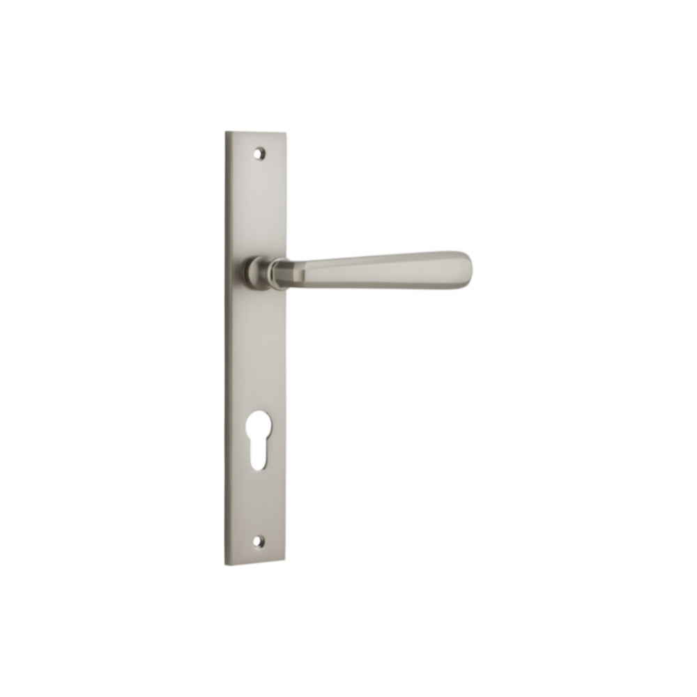Door Lever Copenhagen Rectangular Euro Pair Satin Nickel CTC85mm H240xW38xP61mm in Satin Nickel
