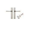 Door Lever Copenhagen Rectangular Latch Pair Satin Nickel H240xW38xP61mm Passage Kit, Tube Latch Split Cam 'T' Striker Satin Nickel Backset 60mm in Satin Nickel