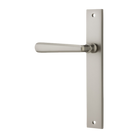 Door Lever Copenhagen Rectangular Latch Left Hand Fixed Satin Nickel L120xP57mm BPH240xW38mm in Satin Nickel