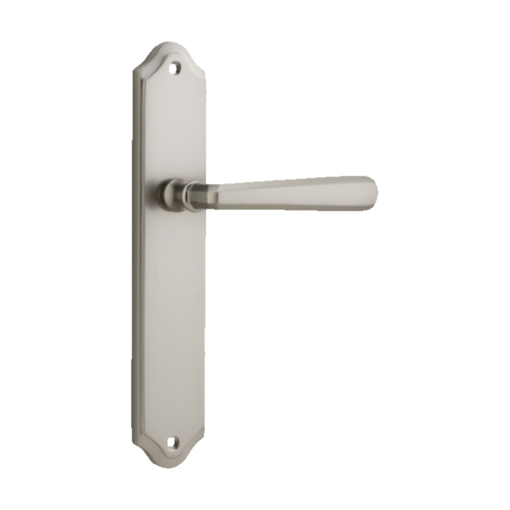 Door Lever Copenhagen Shouldered Latch Pair Satin Nickel H250xW48xP61mm in Satin Nickel