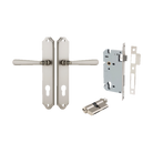 Door Lever Copenhagen Shouldered Euro Pair Satin Nickel CTC85mm H250xW48xP61mm Entrance Kit Mortice Lock Euro Satin Nickel CTC85mm Backset 60mm, Euro Cylinder Dual Function 5 Pin Satin Nickel L65mm KA1 in Satin Nickel