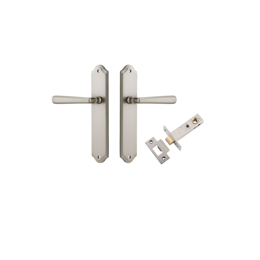 Door Lever Copenhagen Shouldered Latch Pair Satin Nickel H250xW48xP61mm Passage Kit Tube Latch Split Cam 'T' Striker Satin Nickel Backset 60mm in Satin Nickel