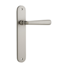 Door Lever Copenhagen Oval Latch Pair Satin Nickel H240xW40xP61mm in Satin Nickel
