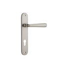 Door Lever Copenhagen Oval Euro Pair Satin Nickel CTC85mm H240xW40xP61mm in Satin Nickel