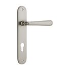 Door Lever Copenhagen Oval Euro Pair Satin Nickel CTC85mm H240xW40xP61mm in Satin Nickel