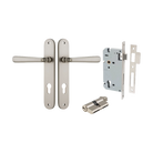 Door Lever Copenhagen Oval Euro Pair Satin Nickel CTC85mm H240xW40xP61mm Entrance Kit Mortice Lock Euro Satin Nickel CTC85mm Backset 60mm, Euro Cylinder Dual Function 5 Pin Satin Nickel L65mm KA1 in Satin Nickel
