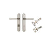 Door Lever Copenhagen Oval Privacy Pair Satin Nickel CTC85mm H240xW40xP61mm Inbuilt Privacy Kit Tube Latch Split Cam 'T' Striker Satin Nickel Backset 60mm, Privacy Bolt Round Bolt Satin Nickel Backset 60mm in Satin Nickel