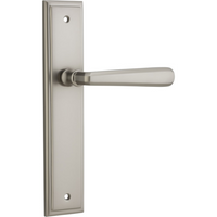 Door Lever Copenhagen Stepped Latch Pair Satin Nickel H237xW50xP61mm in Satin Nickel