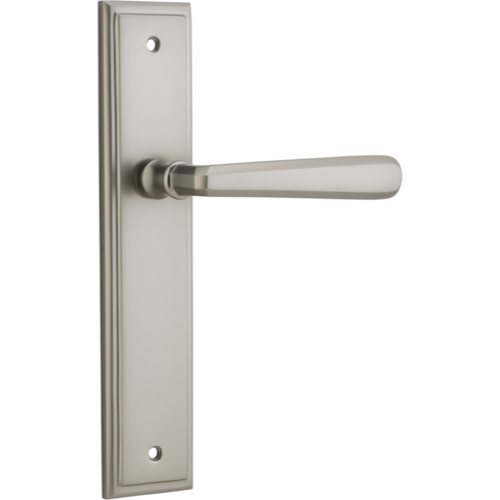 Door Lever Copenhagen Stepped Latch Pair Satin Nickel H237xW50xP61mm in Satin Nickel