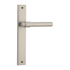 Door Lever Helsinki on Long Backplate Pair Satin Nickel H240xW38xP44mm in Satin Nickel