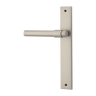 Door Lever Helsinki Rectangular Latch Left Hand Fixed Satin Nickel L137xP58mm BPH240xW38mm in Satin Nickel