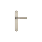 Door Lever Helsinki Oval Latch Pair Satin Nickel H240xW40xP44mm in Satin Nickel