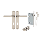 Door Lever Helsinki Oval Euro Pair Satin Nickel CTC85mm H240xW40xP44mm Entrance Kit Mortice Lock Euro Satin Nickel CTC85mm Backset 60mm, Euro Cylinder Dual Function 5 Pin Satin Nickel L65mm KA1 in Satin Nickel