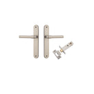 Door Lever Helsinki Oval Latch Pair Satin Nickel H240xW40xP44mm Passage Kit Tube Latch Split Cam 'T' Striker Satin Nickel Backset 60mm in Satin Nickel
