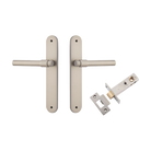 Door Lever Helsinki Oval Latch Pair Satin Nickel H240xW40xP44mm Passage Kit Tube Latch Split Cam 'T' Striker Satin Nickel Backset 60mm in Satin Nickel
