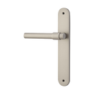 Door Lever Helsinki Oval Latch Left Hand Fixed Satin Nickel L137xP58mm BPH240xW40mm in Satin Nickel