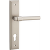 Door Lever Helsinki Stepped Euro Pair Satin Nickel CTC85mm H237xW50xP44mm in Satin Nickel